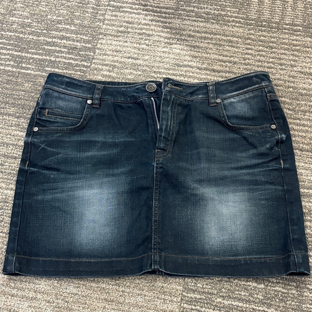 Ikks Dark Blue Denim Mini Skirt